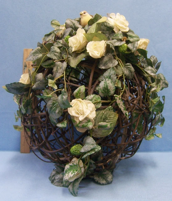 Grapevine Floral Ball Decorative Large White Paper Flowers Leaves Bird Butterfly