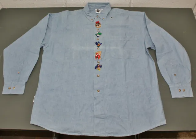 Vintage ~1993 Acme Clothing Co Button Up Shirt, Men's Cotton Denim, Looney Tunes