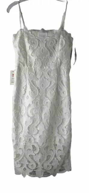 New Bardot Womens 6 Lina White Lace Spaghetti Strap Sheath Dress