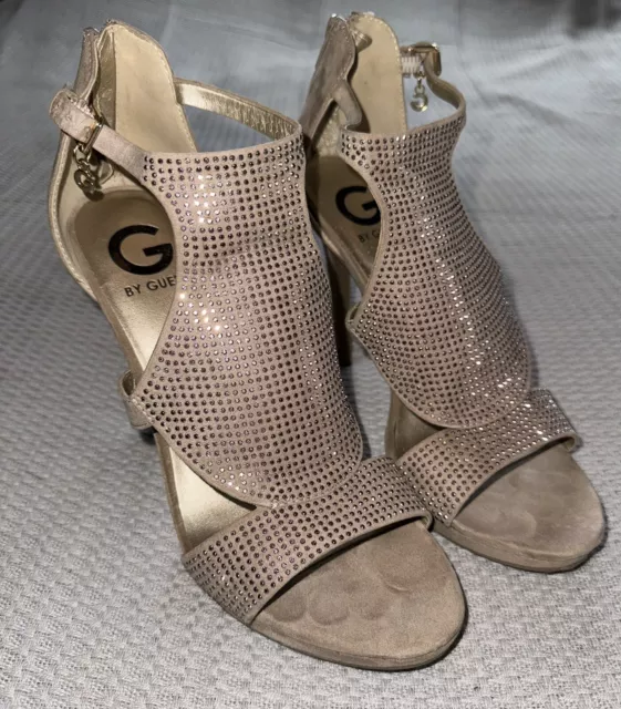 G By Guess Glamo Peep Toe Heels- Tan - Platform Heel- Sz 9M