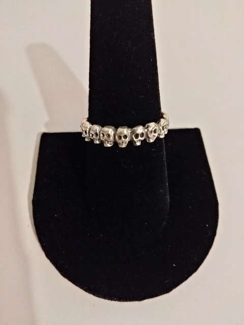 New Handmade Sterling Silver 925 Skull Ring Multiple Skulls Gothic Punk Taxco