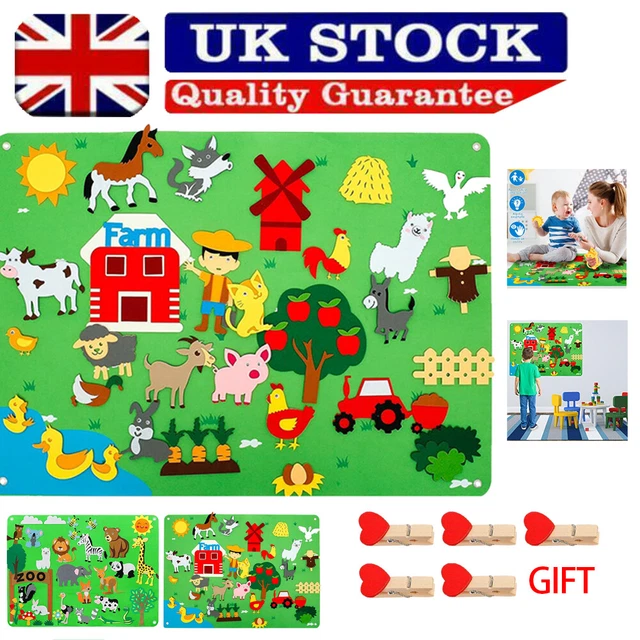 3.5Ft Children's Early Teaching Felt Board Toy Farm Animals Felt-Board Story Set