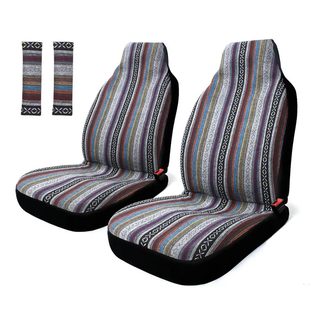 4pc Universal Stripe Colorful Baja Front Seat Cover