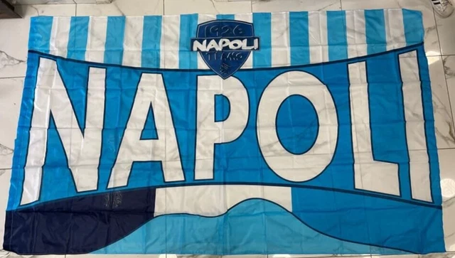 Bandiera Napoli 3° Scudetto - 94x140cm, Poliestere, Tricolore, Per Tifosi Azzurri - Foto 5