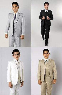 Tuta 5 Pezzi Per Ragazzi Bambini Abito Formale Bambino Abiti Vestito Set Con Cravatta Gilet Camicia