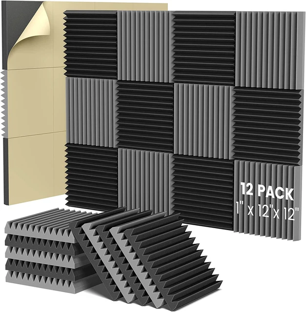 Acoustic Foam Panels,1" X 12" X 12"Self-Adhesive Sound Proof Foam Panels,Acousti