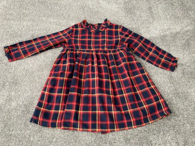 Mamas & Papas Girls Red & Blue Chequered Dress Xmas Party 9-12 months *VGC*