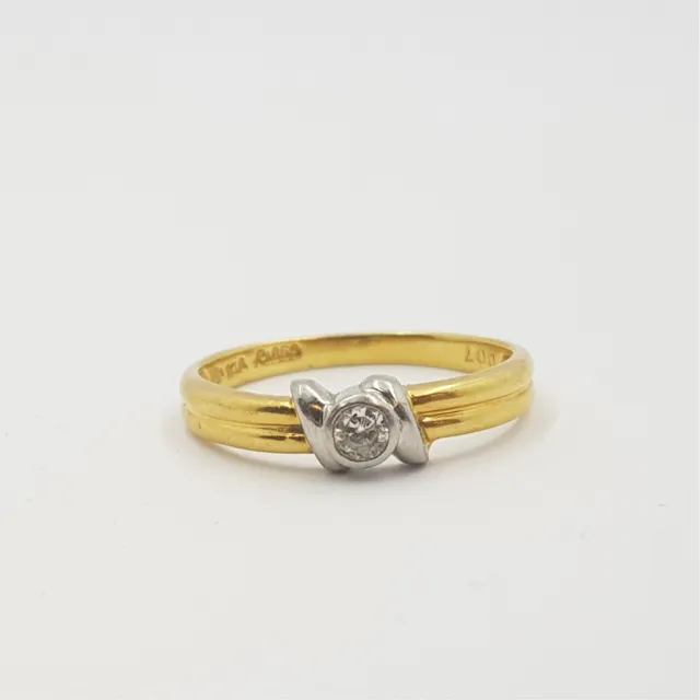 18ct Yellow Gold Diamond Bezel Set Solitaire Ring Size L #36340