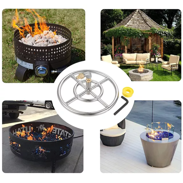 Propane & Natural Gas Fireplace Fire Pit 12 Inches Ring Burner + 150K BTU Valve