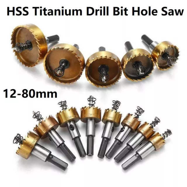 12-80mm HSS Hole Saw Cutter Titanium Stainless Steel Titanium Drill Bit Drilling