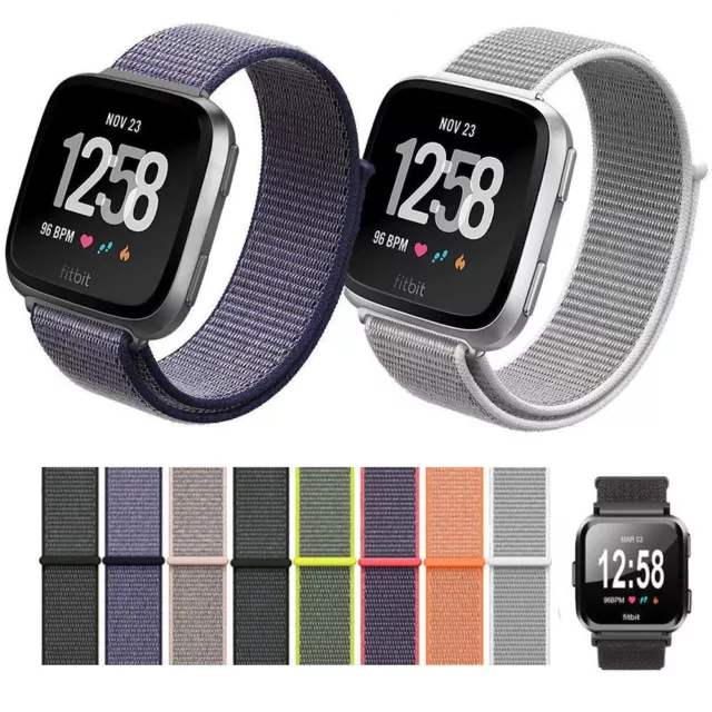 Nylon Loop Woven Sports Watch Band Strap For Fitbit Versa 2/3/4/Lite Sense 2/1