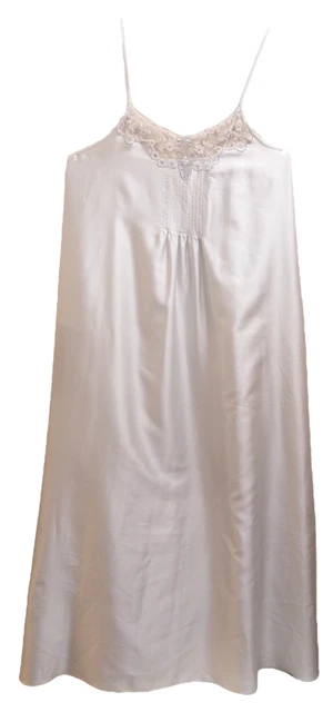 Camicia da notte cami St Michael taglia 16 grigio chiaro finitura lunga vintage