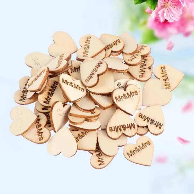 50 Heart Wooden Ornament DIY Unfinished Wedding Embellishments