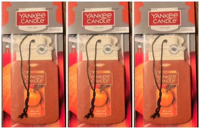 🚙Yankee Candle Car Jar Hanging Paper Classic Air Fresheners Spiced Pumpkin (3)