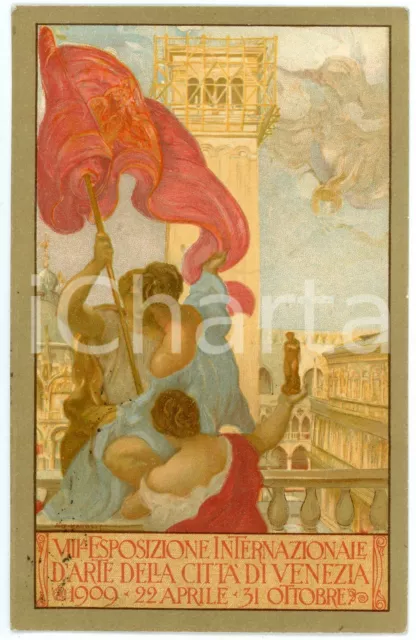 1909 VENEZIA - VIII Esposizione internazionale d'arte - Cartolina ILLUSTRATA FP