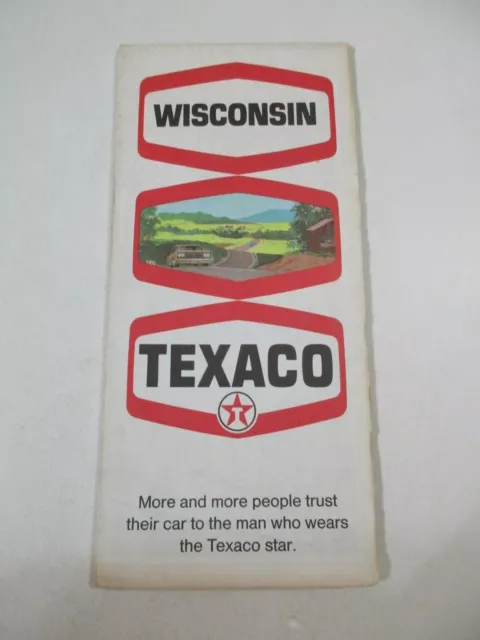 Vintage 1970 Texaco Wisconsin State Highway Gas Station Travel Road Map-Box 33