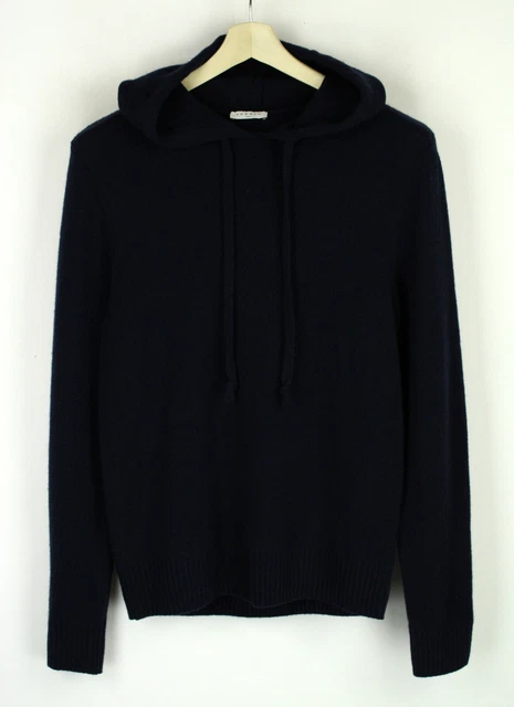 Sandro Hoodie Knit Maglione Uomo Piccolo Lana Cashmere Manica Lunga Marine
