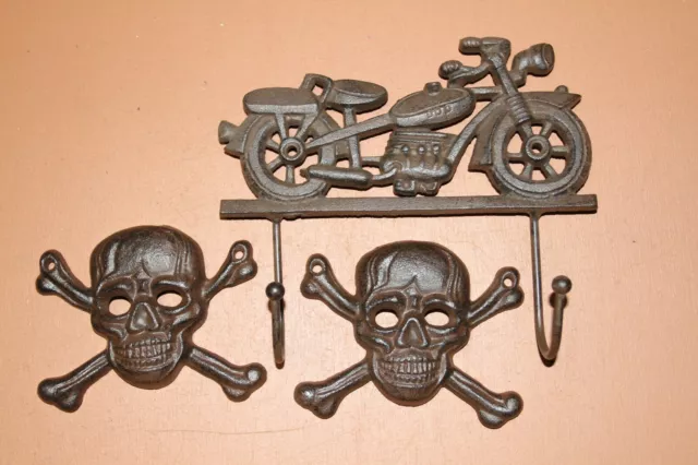 Biker Mancave Decor Husband Gift, Cast Iron, Summer Rider - 3 items