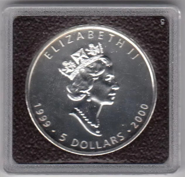 Elizabeth II Canadian 5 Dollar Coin 1999-2000 1 Oz Of Silver