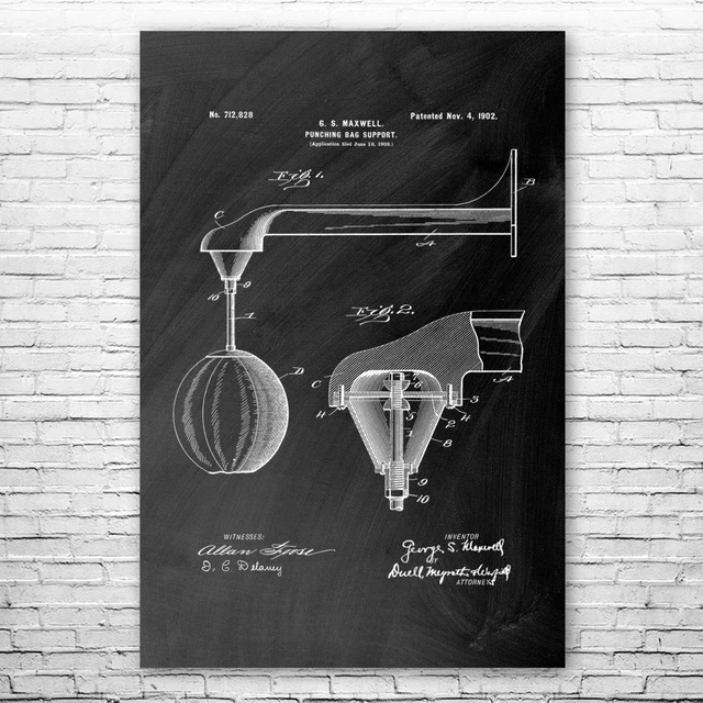 Speed Punching Bag Patent Print Poster Garage Decor Boxing Gifts Gifts For Men