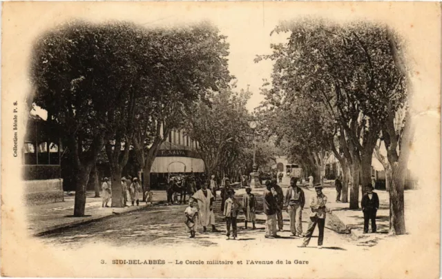 CPA AK SIDI-BEL-ABBES The Military Circle and Avenue de la Gare ALGERIA (794016)