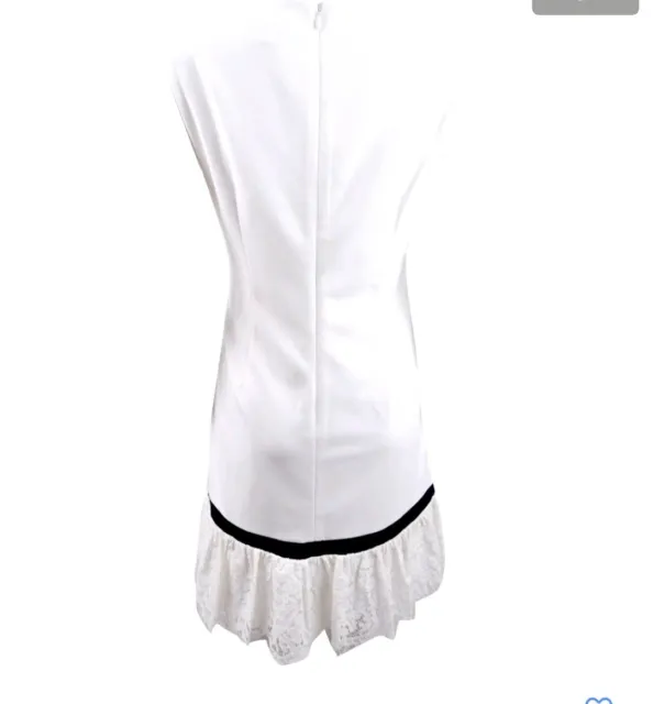 Calvin Klein Sleeveless lace trim Sheath White Dress size 8