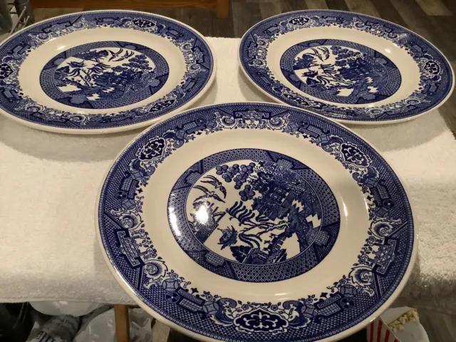Willow Ware by Royal China Porcelain Blue Willow 10"    (3) Dinner Plates