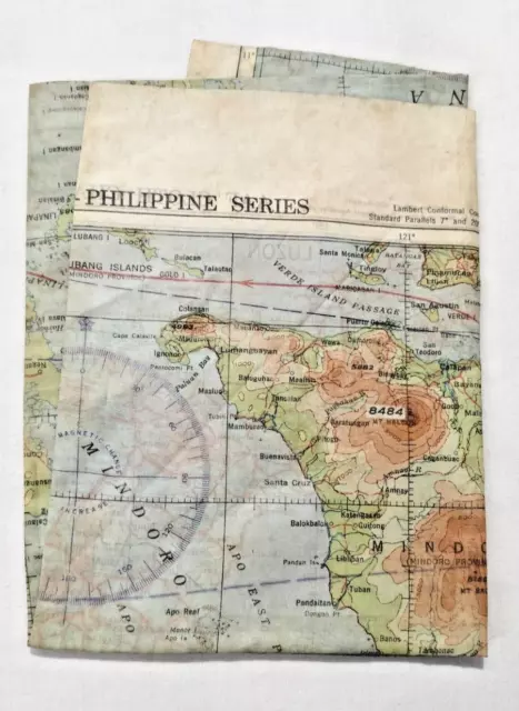 WWII WW2 American Pilots Silk Escape Map Philippines Army Air Force Military Map