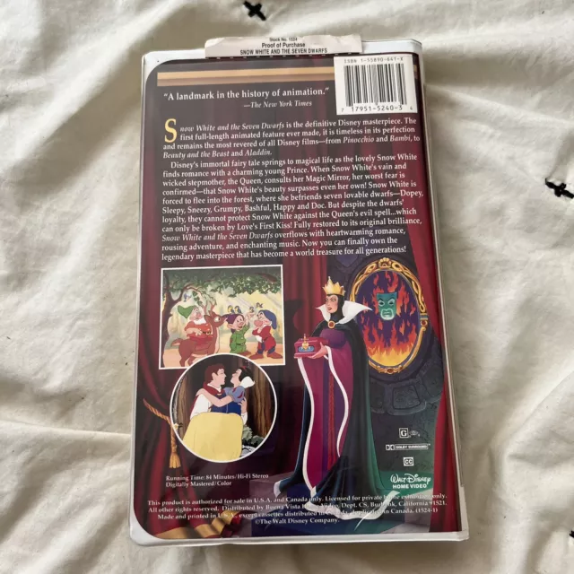Snow White and the seven dwarfs Walt Disneys masterpiece collection (VHS 1994) 3