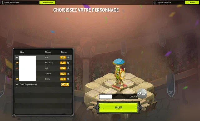 Compte DOFUS Serveur ORUKAM - Cra 116, Eliotrop 32, Panda 53 - Compte MMORPG Neuf
