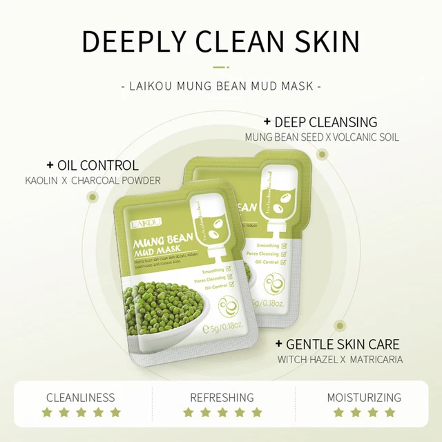 Máscara facial de arcilla antienvejecimiento arcilla barro máscara facial productos para el cuidado de la belleza (frijol Mung)