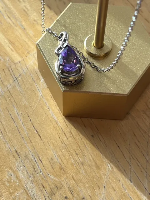 925 Silver and 10K Yellow Gold Amethyst Pendant Necklace For Women (1.25 Ct)