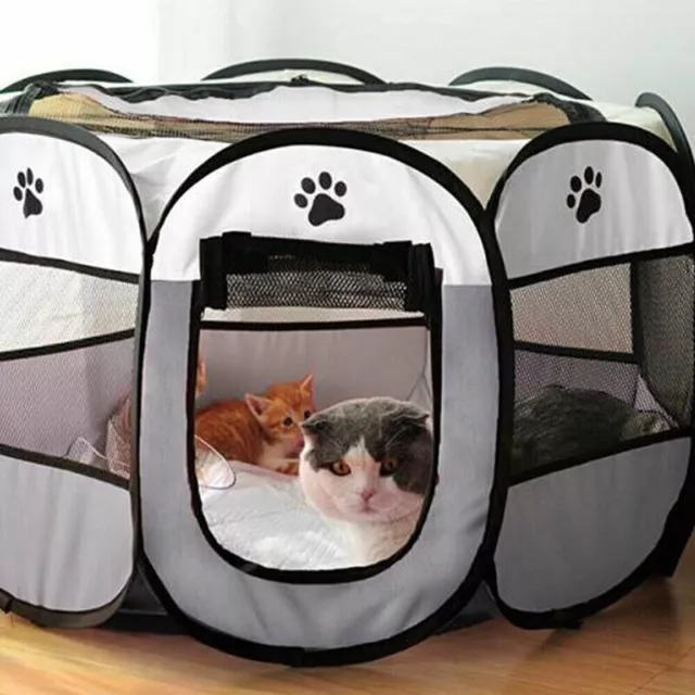8 Panel Pet Tent Playpen  Dog Cat Play Pen Bags Kennel Portable Puppy Crate AU 3
