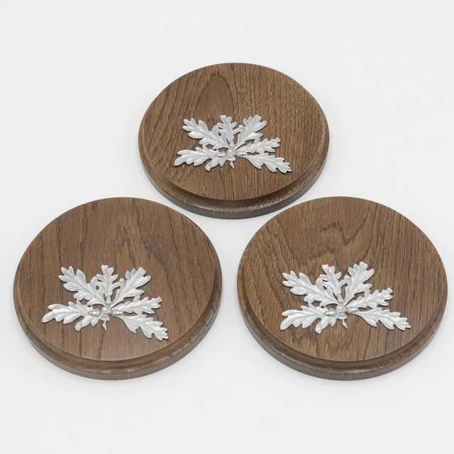3x Placa de Jabalí Tablero Keiler Redondo Braun Af 13cm 3 Hoja Roble Portada 6 2