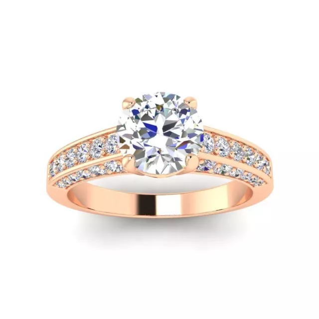 14K Rose Gold Engagement Ring 0.50 Ct. Natural Diamond Handmade Gifts for Brides