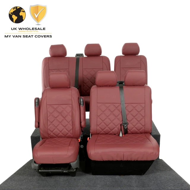 Housses Siège Auto Similicuir Walser - Compatible Mercedes Sprinter & VW Crafter - Siège Individuel Avant + Banquette Double Rabattable