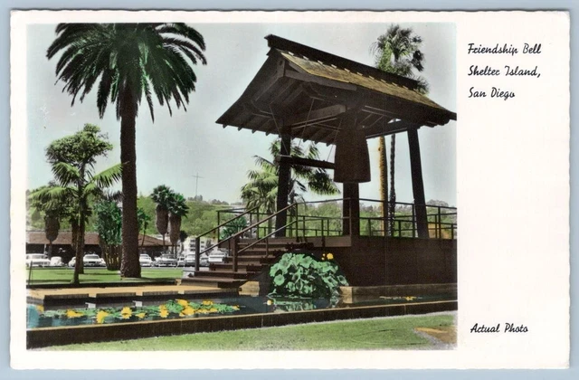 1970 Color Rppc Friendship Bell Shelter Island San Diego California Ca Postcard