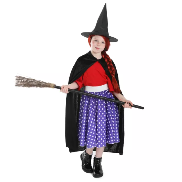 Girls World Book Day Witch On The Broom Fancy Dress Costume Character Room