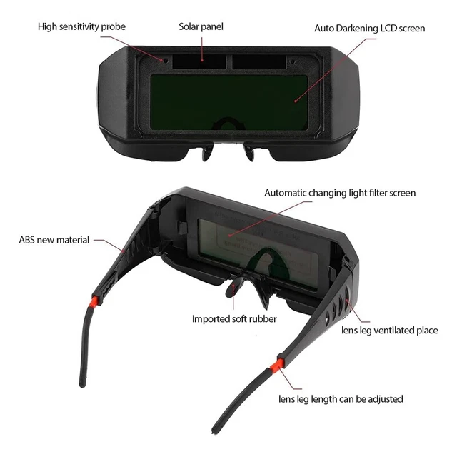 Welding Goggles Solar Powered Auto Darkening Welding Goggles Glasses with E Y7G4 2