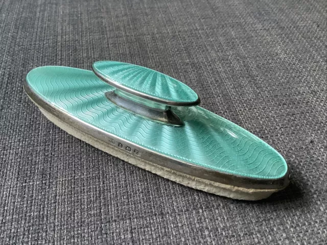 Vintage 1930 Albert Carter Silver Guilloche Enamel Nail Buffer Birmingham