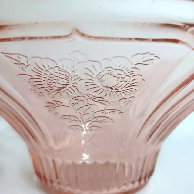 Vintage Pink Depression Glass Large Salad Bowl 1930's by Anchor Hocking Tapered 2