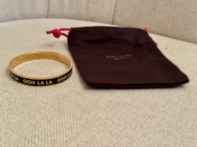 Kate Spade OOH LA LA Strike Your Fancy Idiom Enamel Bangle Bracelet Black New