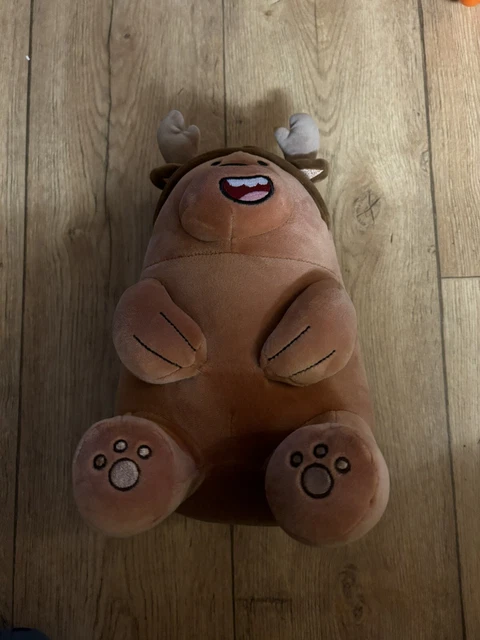 WE BARE BEARS Grizzly Plush Red Heart Shirt Stuffed 7" Miniso Cartoon