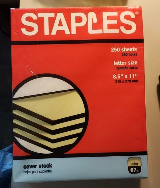Staples Cover Stock Paper 67 lbs 8.5 x 11 Canary 250/Pack (82993