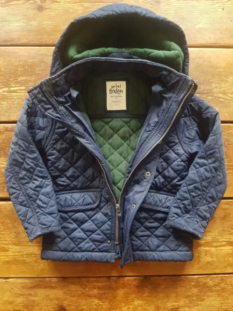 MINI BODEN Hooded Quilted Jacket Coat 5-6 Years Navy Blue