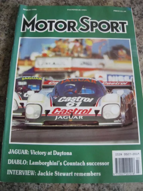 Motor Sport Magazine Mar 1990 Jaguar Daytona Lamborghini Successor Jackie Stewar