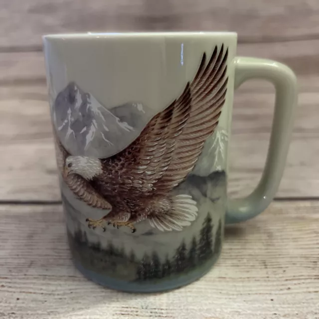 Otagiri Soaring Eagle Coffee Tea Mug Cup Vintage Japan Mountains Forest 10 oz