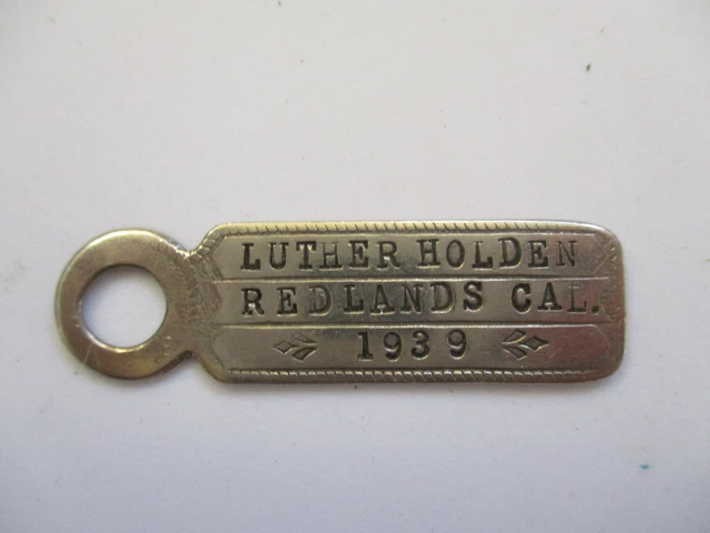 vintage 1939 Redlands California Drop Box Return Key Fob Chain