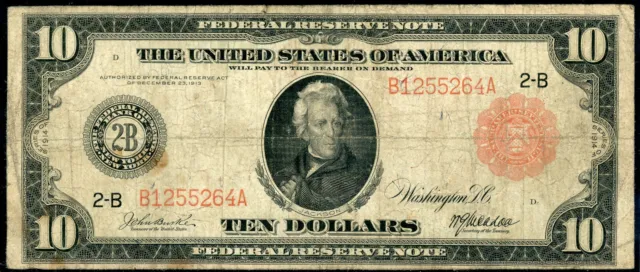 Fr 893A 1914 $10 Federal Reserve Note NEW YORK, Red Seal