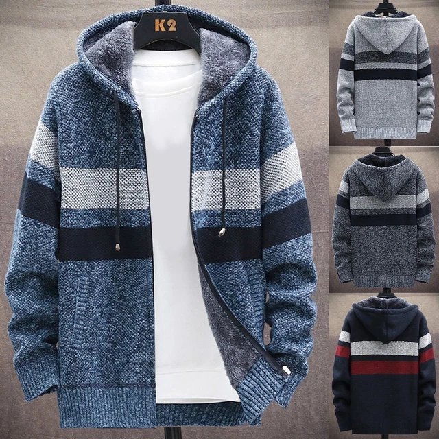 Hooded Hoodie Winter Zip Up-Mens Thick Warm Fleece Lined Coat Jacket Sweatshirt